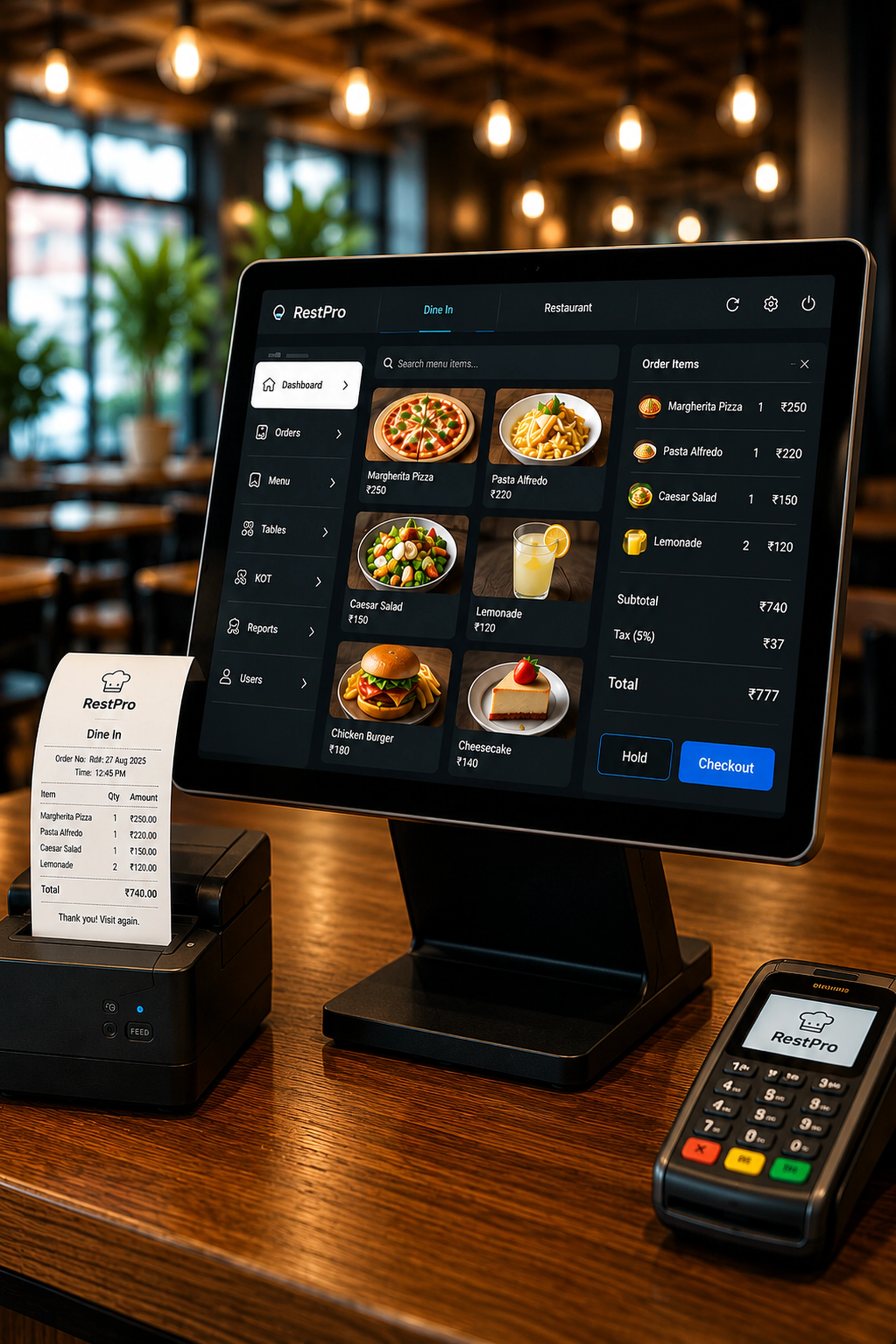 The RestPro POS terminal taking an order tableside