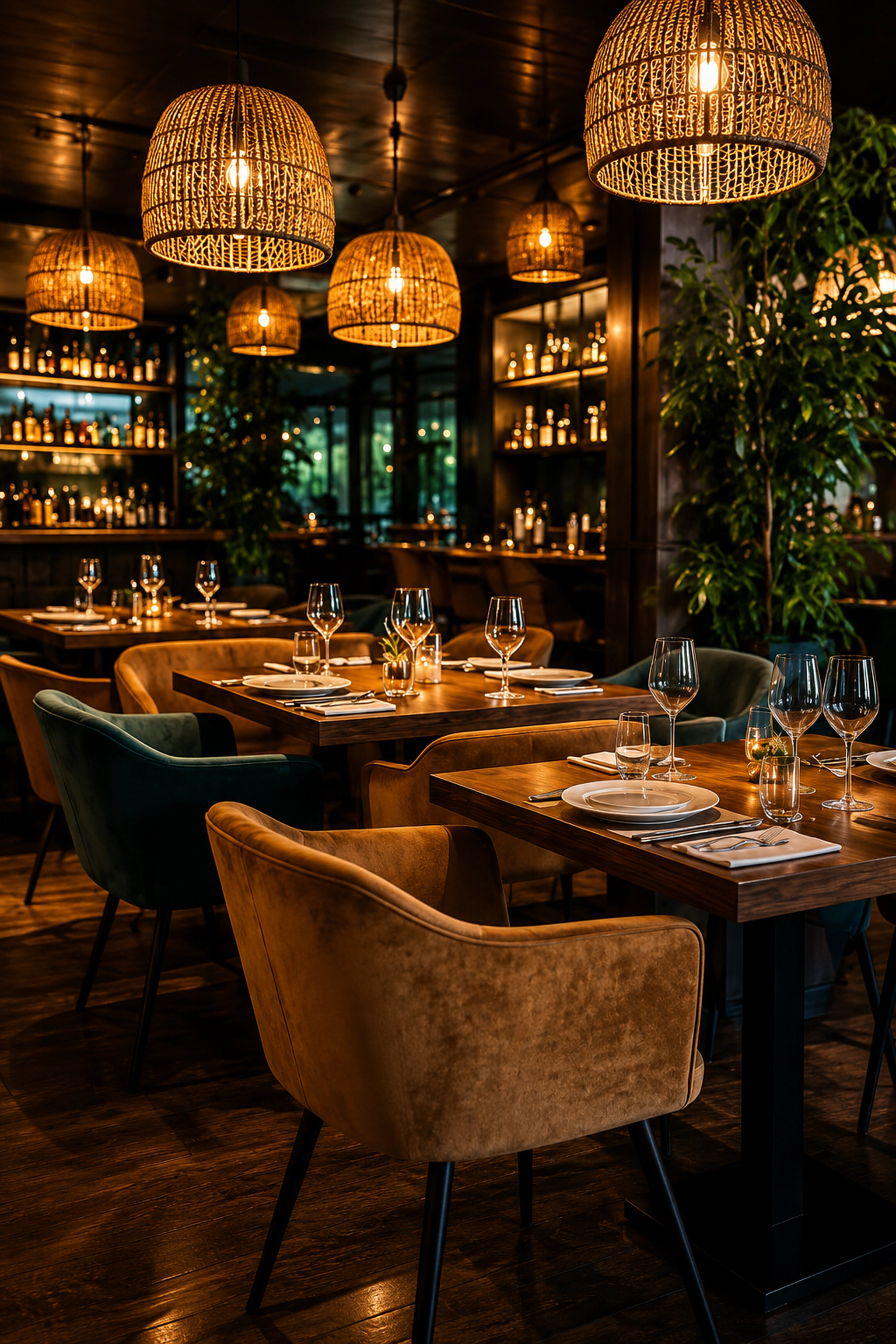 An elegant dine-in restaurant interior
