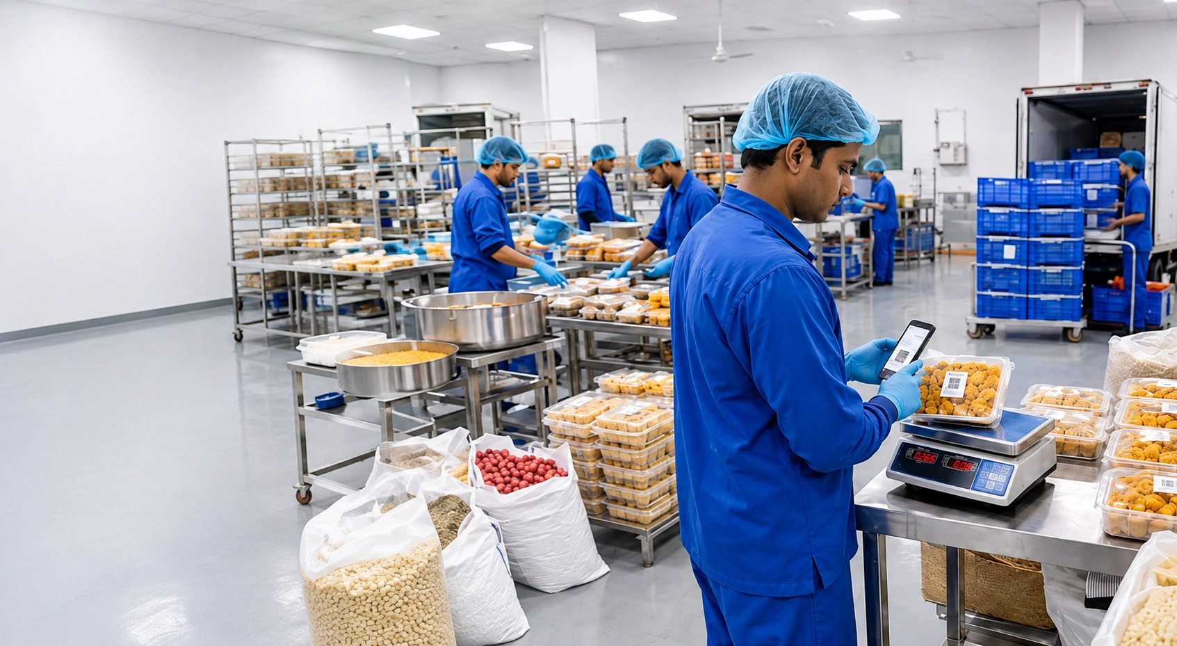 Central production kitchen packing finished goods